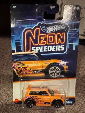 Hot Wheels Neon Speeders Orange Mini Cooper Toy Car